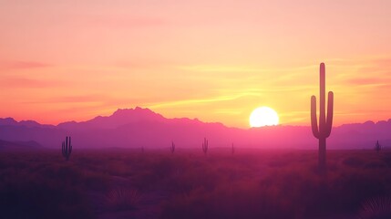 Desert sunset silhouette landscape