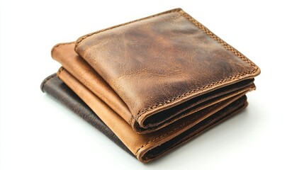 Obraz premium Handmade leather wallets isolated on white background