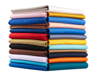 Vibrant Stacked Colorful Fabric Sheets: Isolated on Transparent Background png