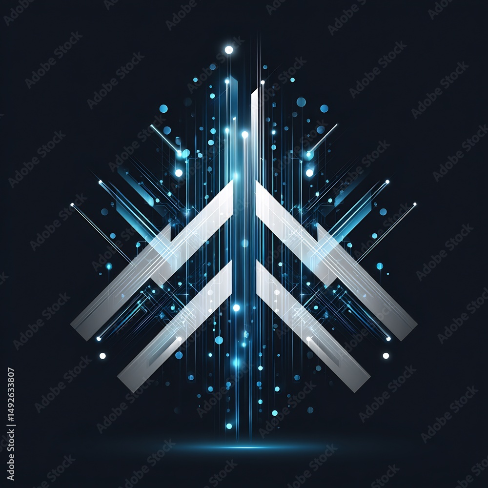 Poster dynamic abstract digital structure showcasing technological advancement in network communication
