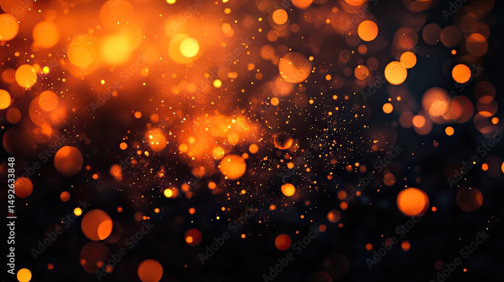 Poster a mesmerizing close-up of glowing embers and particles floating in the air. creating a warm. fiery a