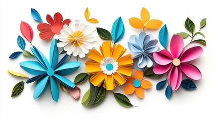 Handmade paper crafts isolated on white background