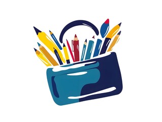 Fototapeta premium Colorful Art and Stationery Supplies for Creative Design and Educational Office Workspace