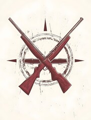 Crossed Rifles Emblem: Vintage Style Vector Illustration for Posters and Fine Art Decor