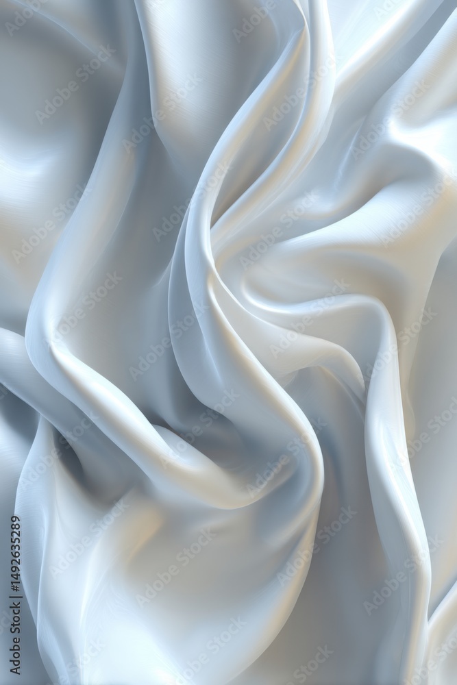 Aufkleber abstract close-up of flowing white satin fabric with soft light and shadow creating elegant folds an