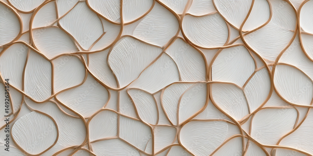 Poster white textured petals with beige outlines create an intricate, organic pattern ideal for elegant bac