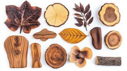Fototapeta premium Handmade wooden decor isolated on white background
