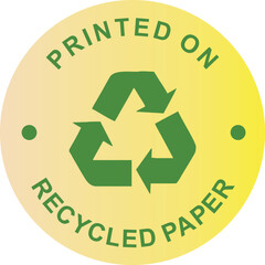 Printed on Recycled Paper Vector Label – Eco Friendly, Green, Sustainable, Badge Design