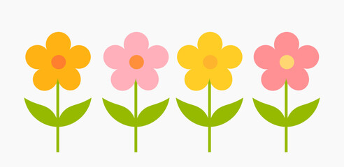 Flowers colorful design elements in pastel colors. Vector illustration.