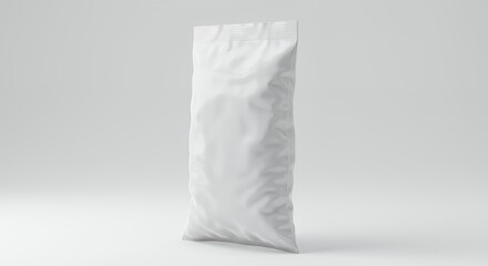 Obraz premium Realistic Vertical Textured White Fabric Bag With Subtle Ripples and Folds Isolated on White Background