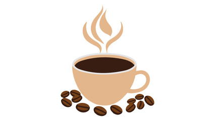 coffee cup icon with coffee beans on sides of the cup 