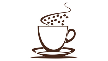simple cup of coffee sign with circles on top of the cup vector illustration 