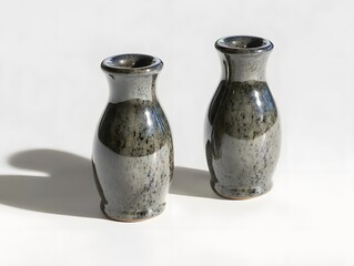 Modern Ceramic Vases: Handmade Grey Art Pieces for Elegant Home Decor in Minimalist Interior Design