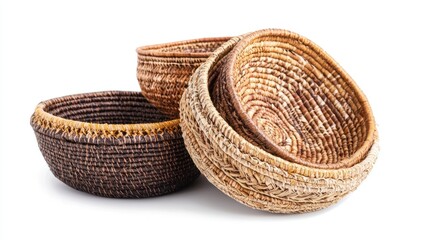 Fototapeta premium Handwoven baskets isolated on white background