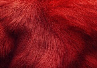 Naklejka premium A close-up view of vibrant red fur texture. showcasing its soft. wavy strands. ideal for backgrounds in fashion. design. or artistic projects