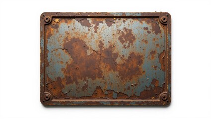 Weathered Metal Plate With Rusty Surface Featuring Blue And Brown Colors In Industrial Style