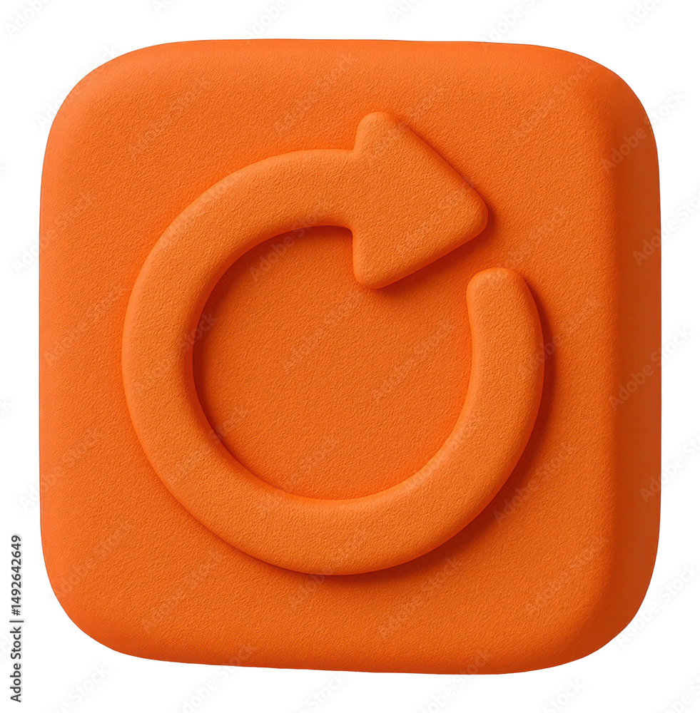 Poster 3d orange textured circular arrow button