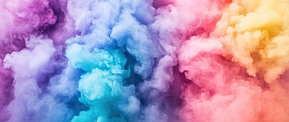 Fototapeta premium A vibrant explosion of colorful smoke billowing across a neutral background. creating an artistic and dynamic visual effect perfect for creative projects and design purposes
