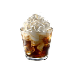 Iced Coffee Cocktail with Whipped Cream in Rocks Glass