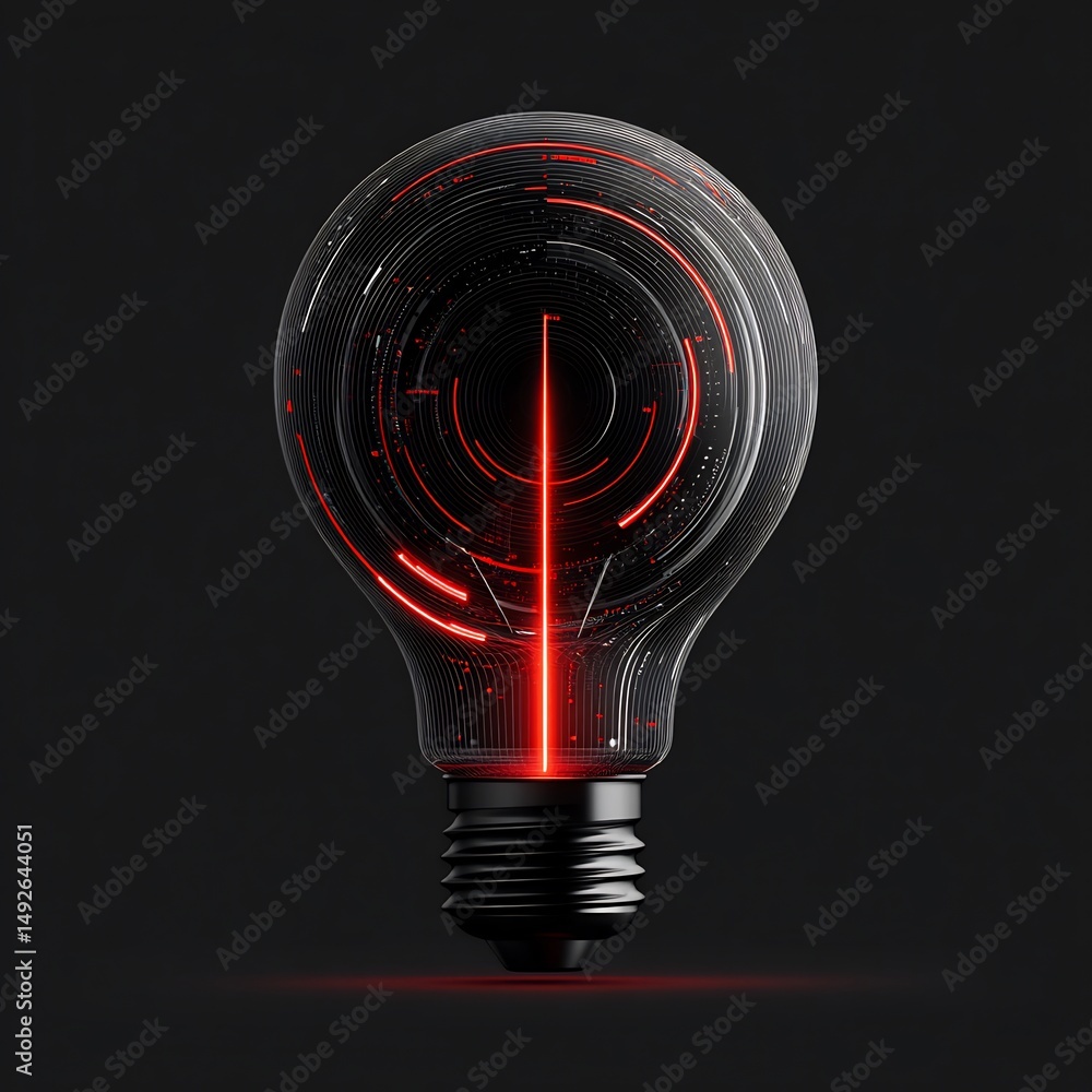 Poster abstract lightbulb innovation concept with glowing circular and linear elements