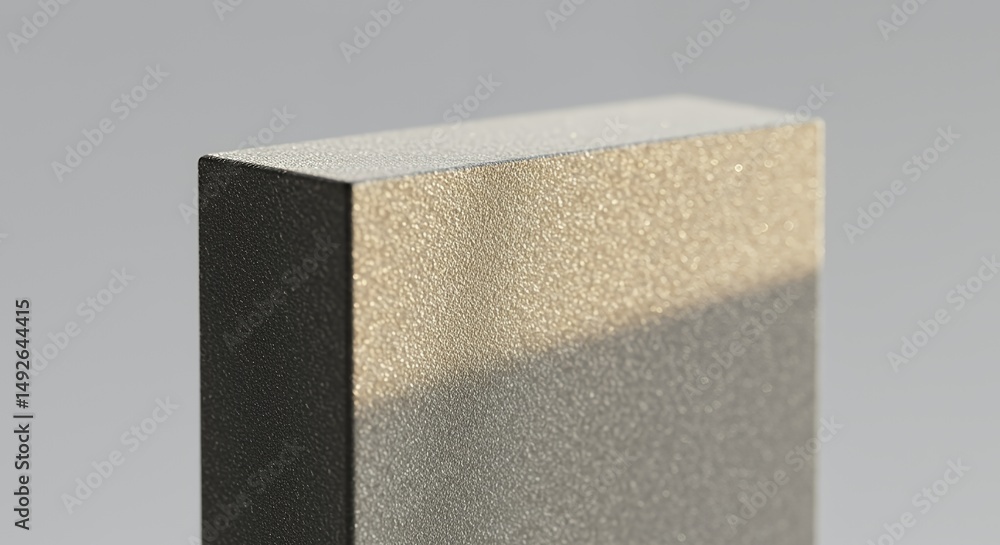 Poster textured rectangular prism close up studio shot with soft lighting isolated on white