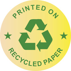 Printed on Recycled Paper Vector Label – Eco Friendly, Green, Sustainable, Badge Design
