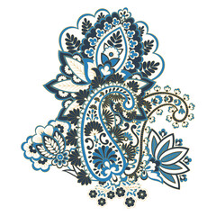 Paisley vector isolated pattern. Damask floral illustration in batik style