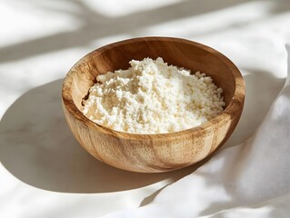 Wooden Bowl of Flour: Essential Gluten-Free Ingredient for Healthy Cooking and Baking