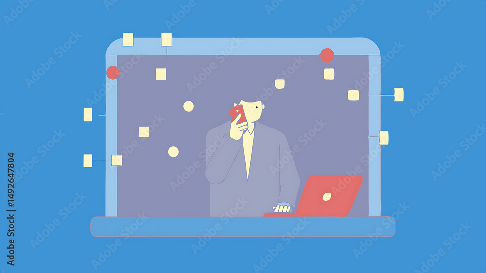 Poster cybersecurity warning with businessman using smartphone in digital space 37661152 1