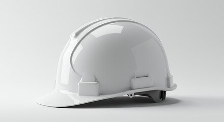 Fototapeta premium White Hard Hat Isolated on White Background Reflecting Light