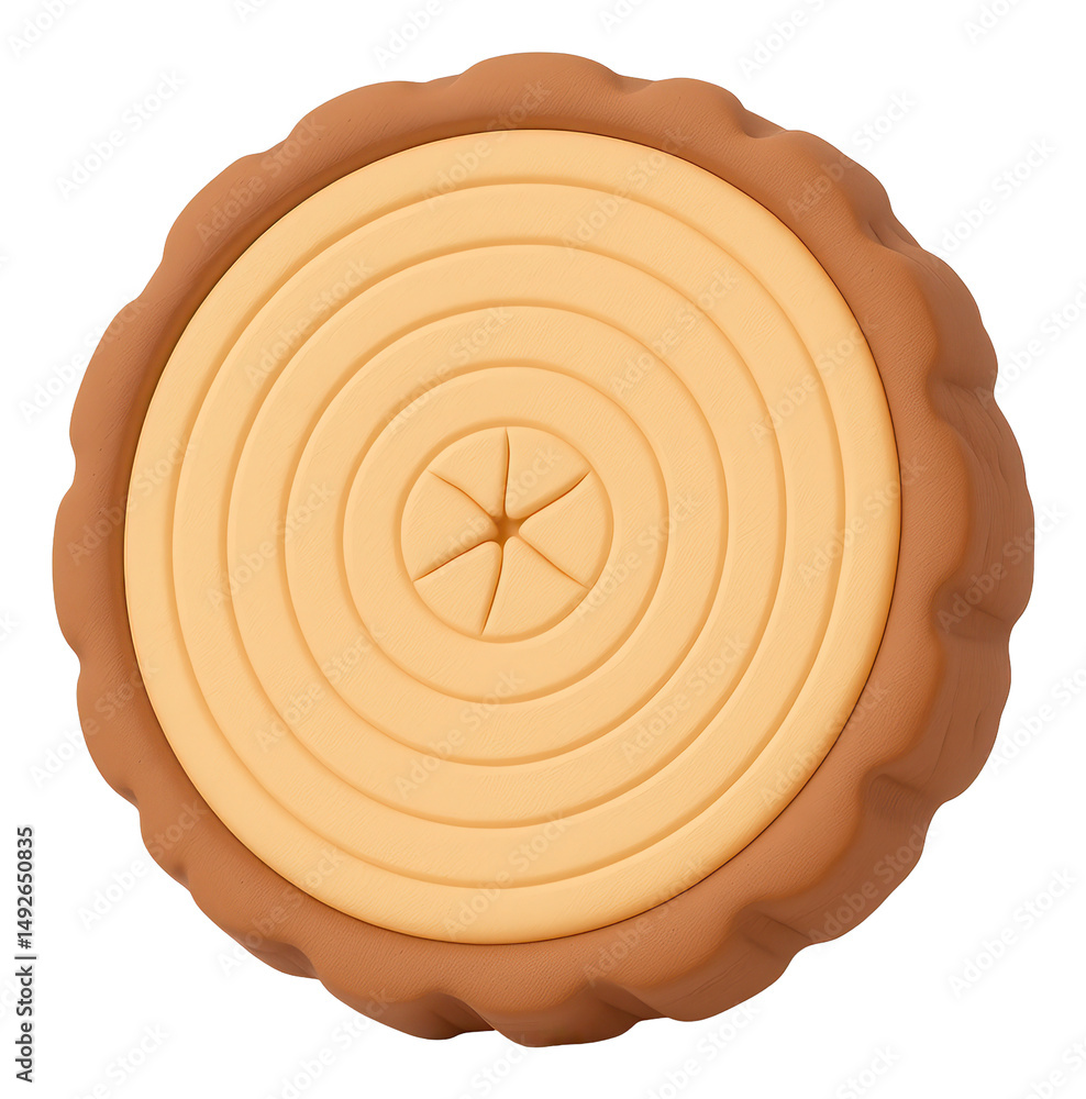 Poster 3d render of a round tree cross section with brown and beige rings on transparent background