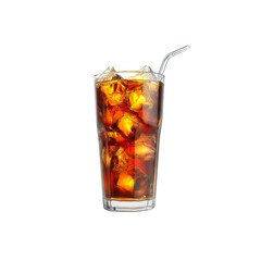 Refreshing Iced Cola Drink in Tall Glass with Straw