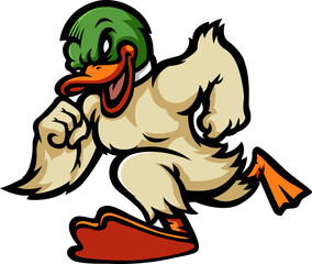 Duck Running Mascot Cartoon Design