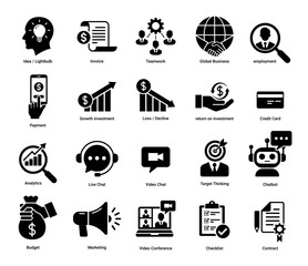 Essential business icons set flat design vector illustration