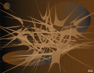 Abstract composition of spiky, brown geometric shapes in dark space
