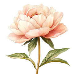 Elegant peony blossom illustration with intricate detail and soft pastel hues