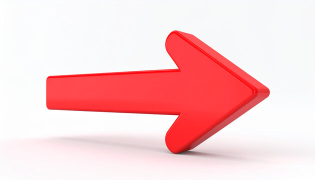 Red arrow isolated on white backdrop. 3D rendering. For business poster or banner.