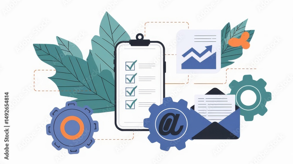 Poster project management and task completion visualization with modern elements