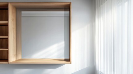 Hidden storage behind mirror shelves isolated on white background