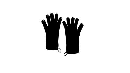 Silicone Gloves for Grill , black isolated silhouette