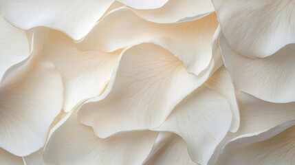 Close-up of a group of white rose petals. the petals are arranged in a way that they are overlapping each other, creating a sense of depth and texture.