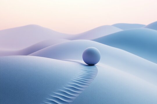 Fototapeta Solitude on a serene, undulating landscape