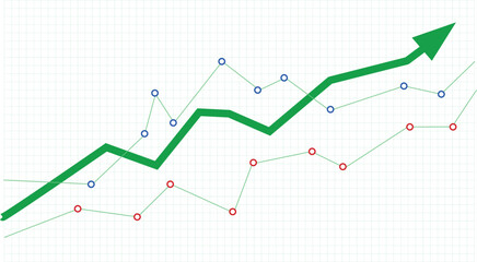 Abstract financial chart with green arrow rising up.eps