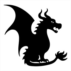 Fierce dragon silhouette design for print or web