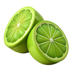 Juicy Lime Slices Isolated on Transparent Background, Refreshing Citrus Fruit