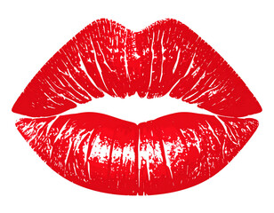 Passionate Red Lip Print: Vector Design on Transparent Background png