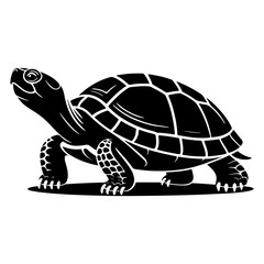Fototapeta premium Black vector turtle icon, tortoise silhouette, reptile animal graphic, isolated on white
