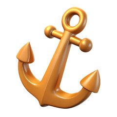 Golden Anchor 3D Render Nautical Symbol Sea Ocean Maritime Design