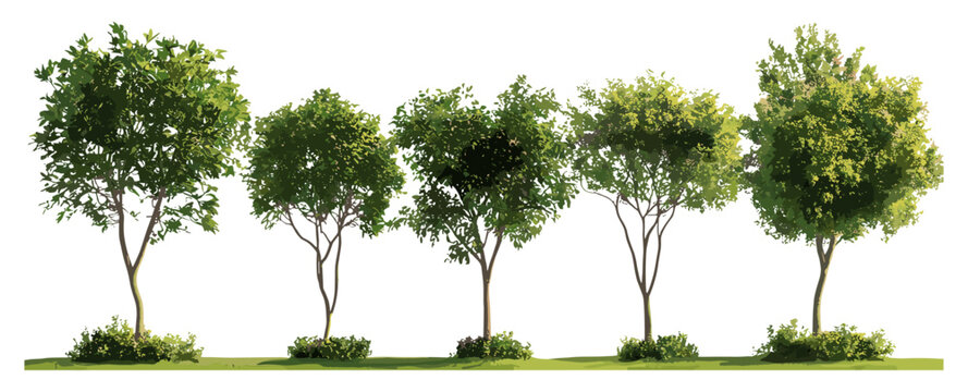 Moringa oleifera tree vector illustration, drumstick tree isolated street tree in sunny daylight, tropical plant, medicinal tree, garden landscaping, botanical tree cutout.