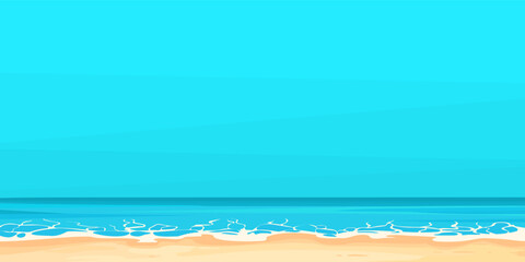 Cartoon flat illustration of beach ocean view